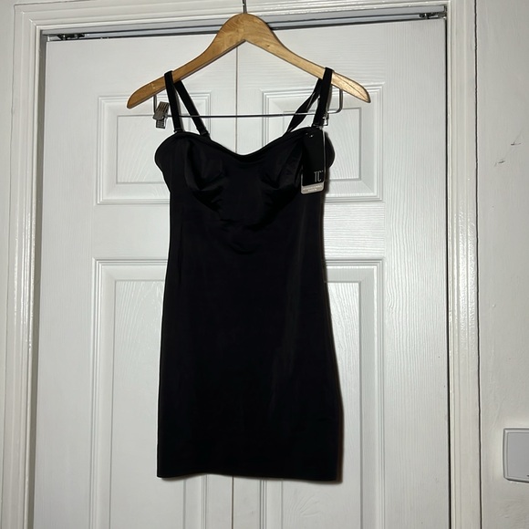 NWT TC Tummy Control Smooth Comfort Black Slip Dress Slimming 38 Small - Picture 3 of 10